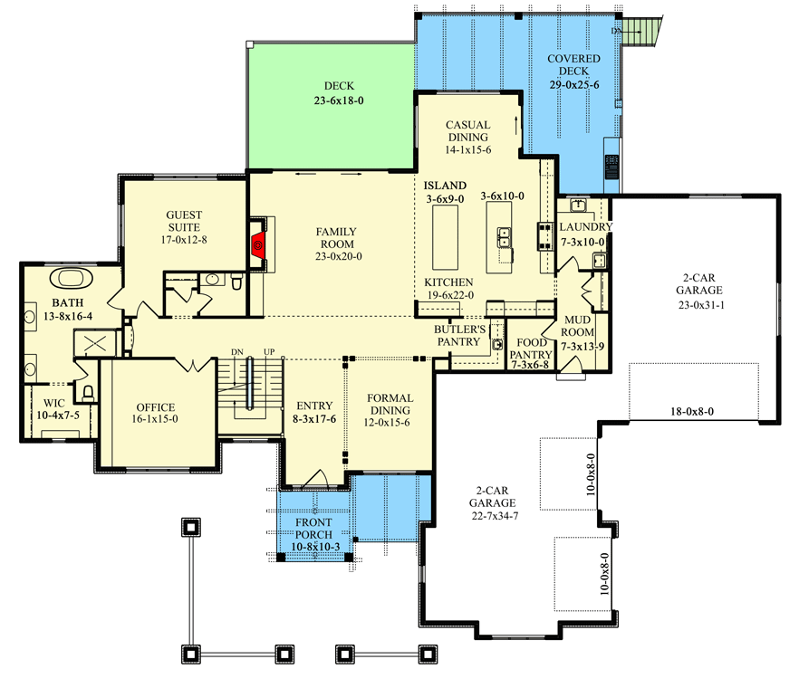 Plan 95164RW: New American Craftsman Plan with 2 Laundry Rooms - 5628 Sq Ft - Floor Plan - Main Level - Cottage, Craftsman, European, Mountain, New American, Northwest, Rustic, Traditional, Tudor