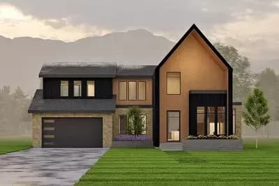 2-story Scandinavian-style House Plan with 2-car Garage