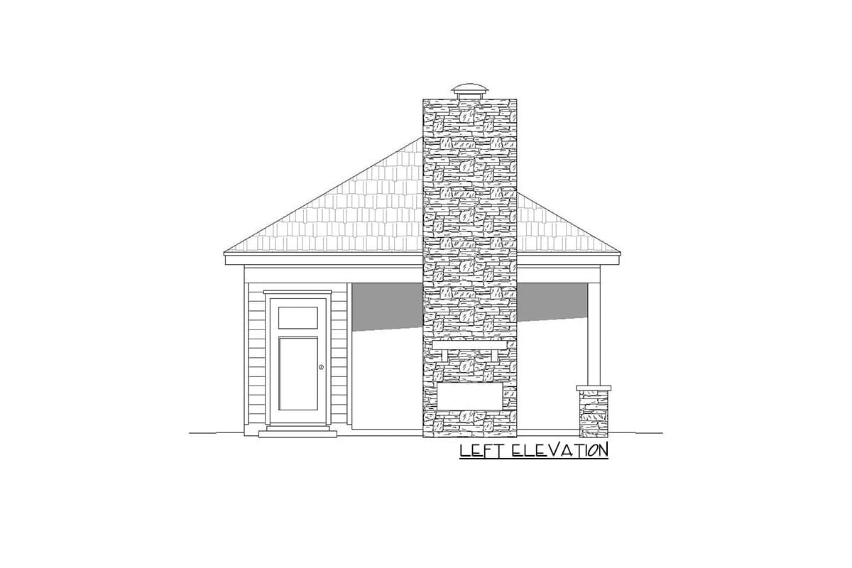 Plan 68988VR: Pool House with Outdoor Fireplace and an Indoor and Outdoor Showers - Image #6 - Southern, Traditional