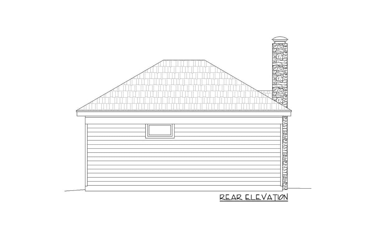 Plan 68988VR: Pool House with Outdoor Fireplace and an Indoor and Outdoor Showers - Image #7 - Southern, Traditional