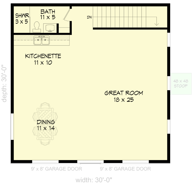 Plan 68990VR: 2-car Garage with Ground Floor Workshop and Upstairs Lounge - Floor Plan - 2nd Floor - Carriage, Country, Traditional