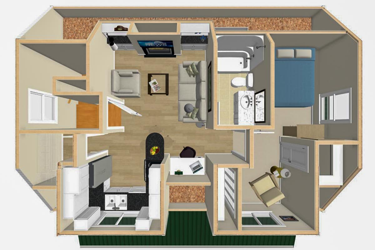 Plan 430820SNG: 736 Square Foot ADU with Upstairs Fireplace - Image #6 - Carriage, Cottage, Country