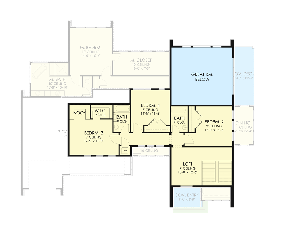Plan 490031NAH: Scandinavian-style House Plan with Main-floor Master Bedroom - Floor Plan - 2nd Floor - Contemporary, European, Modern, New American, Scandinavian, Transitional