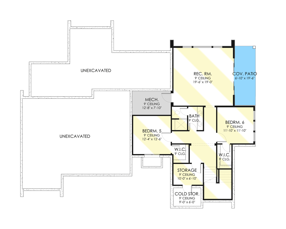 Plan 490031NAH: Scandinavian-style House Plan with Main-floor Master Bedroom - Floor Plan - Walkout Foundation Option (+$395) - Contemporary, European, Modern, New American, Scandinavian, Transitional