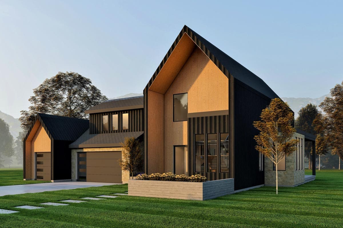 Plan 490031NAH: Scandinavian-style House Plan with Main-floor Master Bedroom - Image #4 - Contemporary, European, Modern, New American, Scandinavian, Transitional