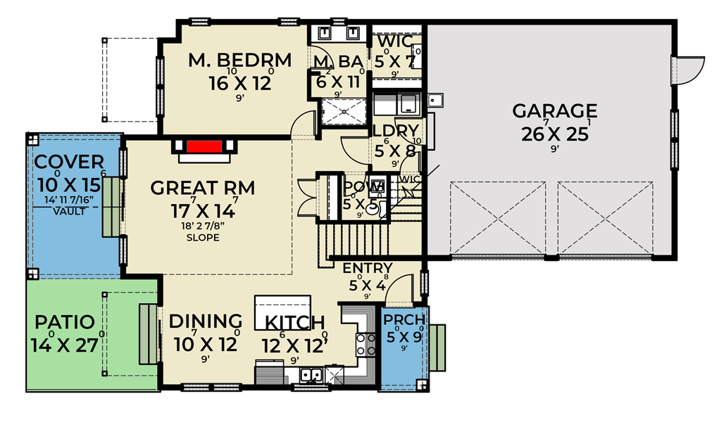 Plan 280180JWD: Rustic Craftsman Plan with Side Porches - Floor Plan - Main Level - Craftsman, Mountain, Rustic