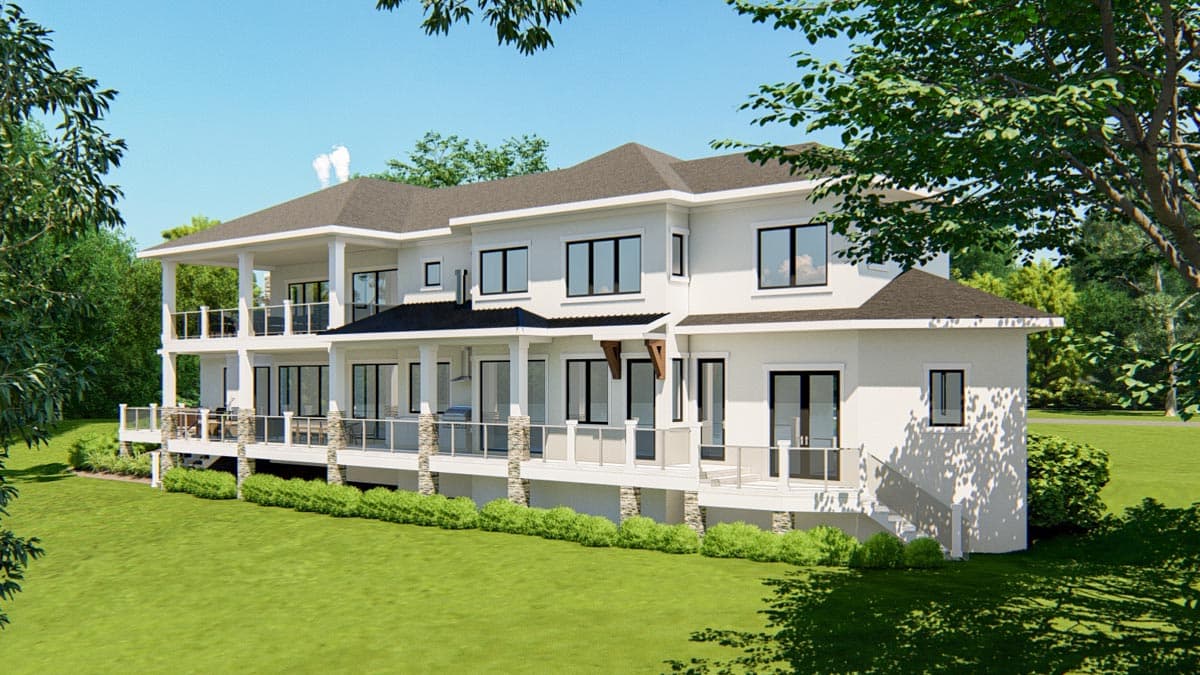 Plan 871021JEN: Sprawling 4-Bed Modern Prairie Home Plan Ideal for Lot with Rear Views - Image #4 - Coastal, Contemporary, Modern, Mountain, Prairie, Vacation