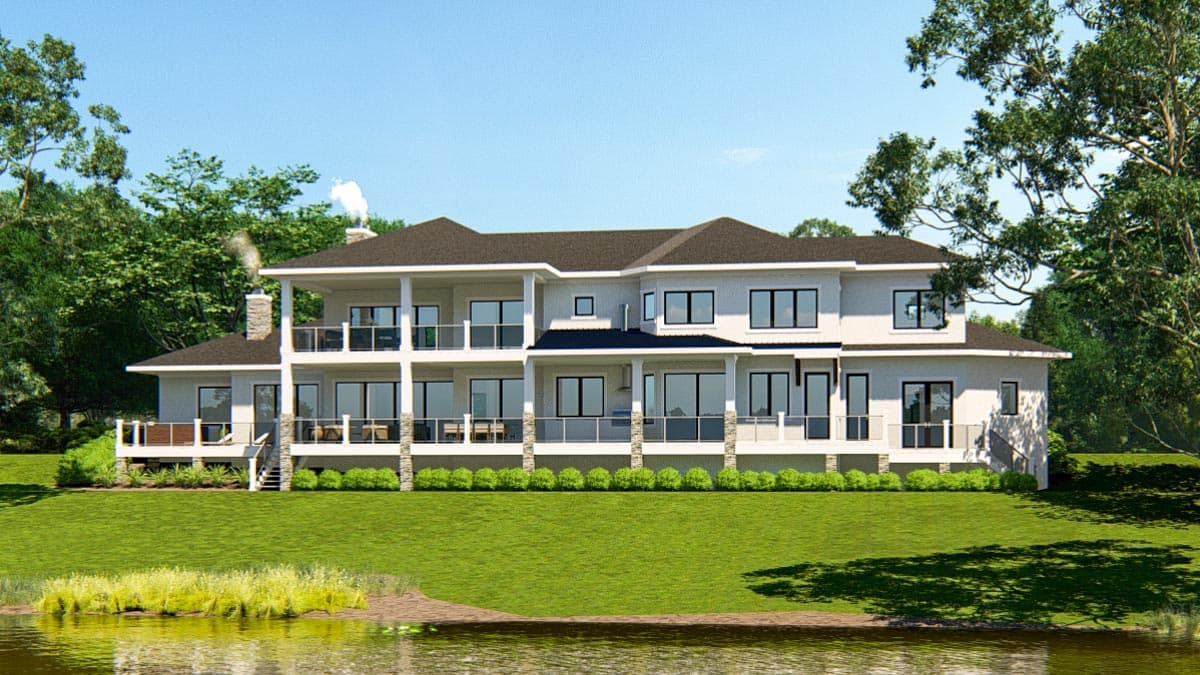 Plan 871021JEN: Sprawling 4-Bed Modern Prairie Home Plan Ideal for Lot with Rear Views - Image #5 - Coastal, Contemporary, Modern, Mountain, Prairie, Vacation