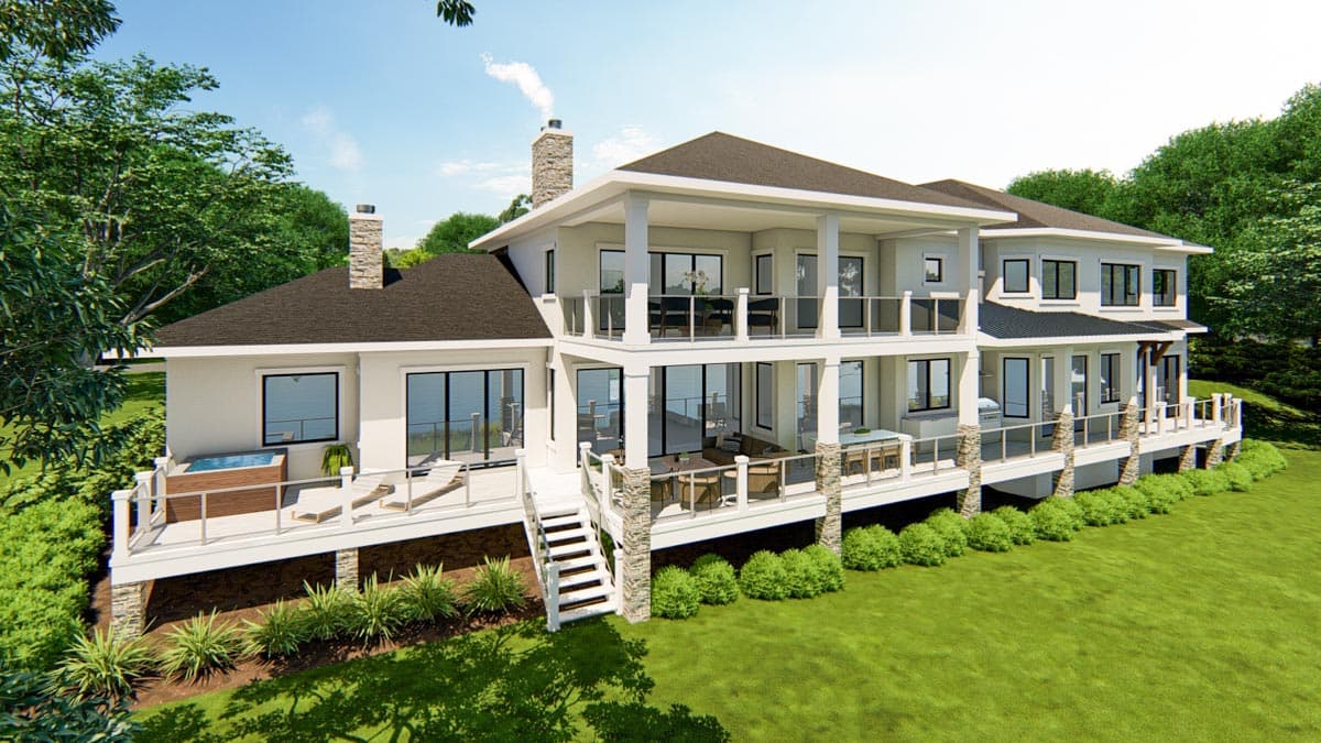 Plan 871021JEN: Sprawling 4-Bed Modern Prairie Home Plan Ideal for Lot with Rear Views - Image #7 - Coastal, Contemporary, Modern, Mountain, Prairie, Vacation