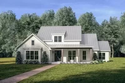 4-Bedroom Modern Farmhouse Plan with Wraparound Front Porch