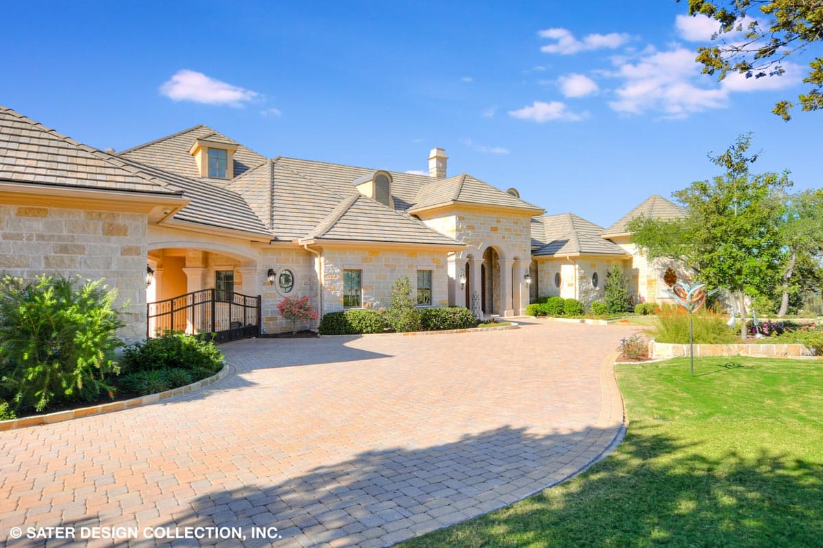 Plan 340104STR: 4-bed Luxury Home Plan with Two 2-car Garages and a Home Theater - Image #10 - European, Hill Country, Mediterranean