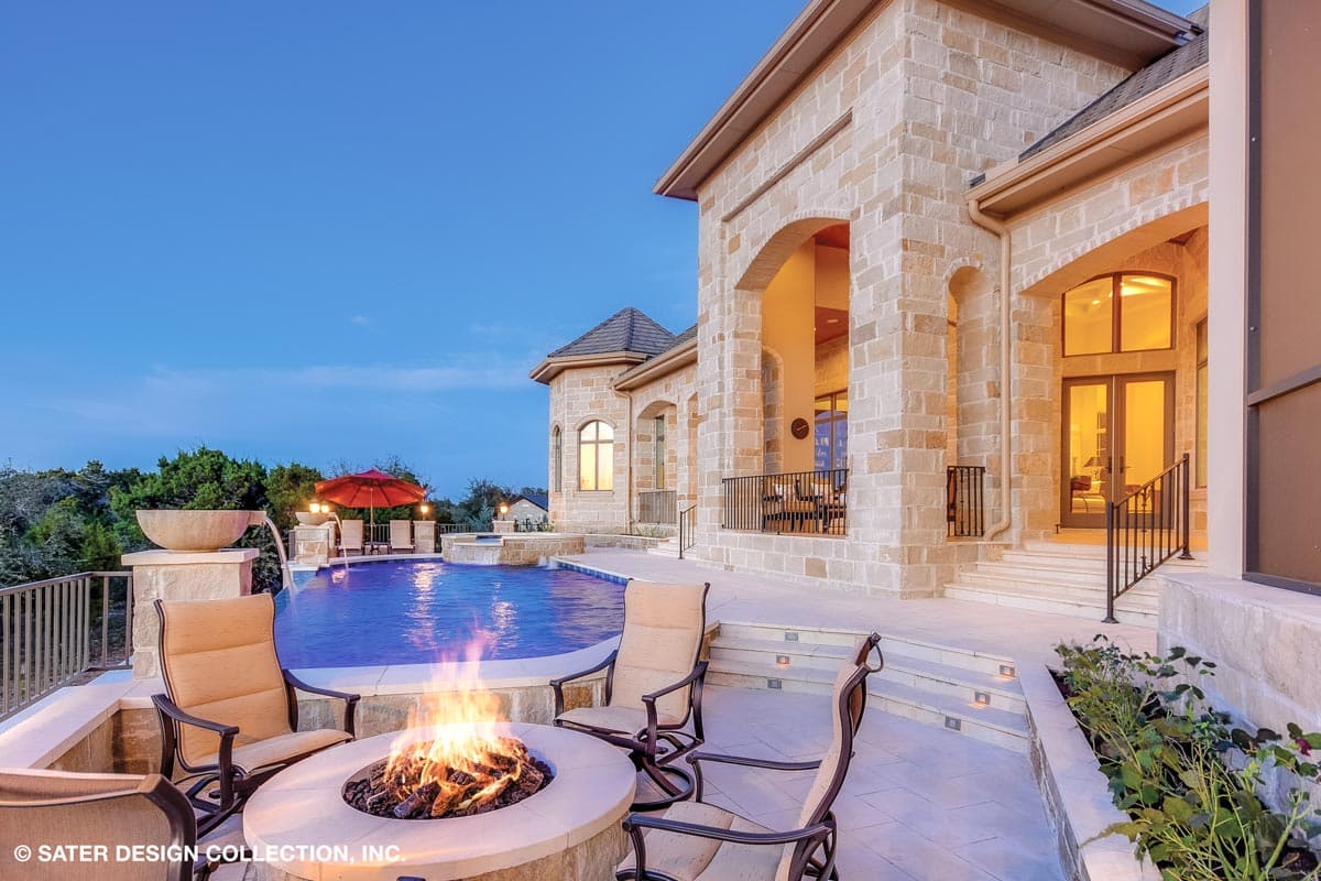 Plan 340104STR: 4-bed Luxury Home Plan with Two 2-car Garages and a Home Theater - Image #13 - European, Hill Country, Mediterranean