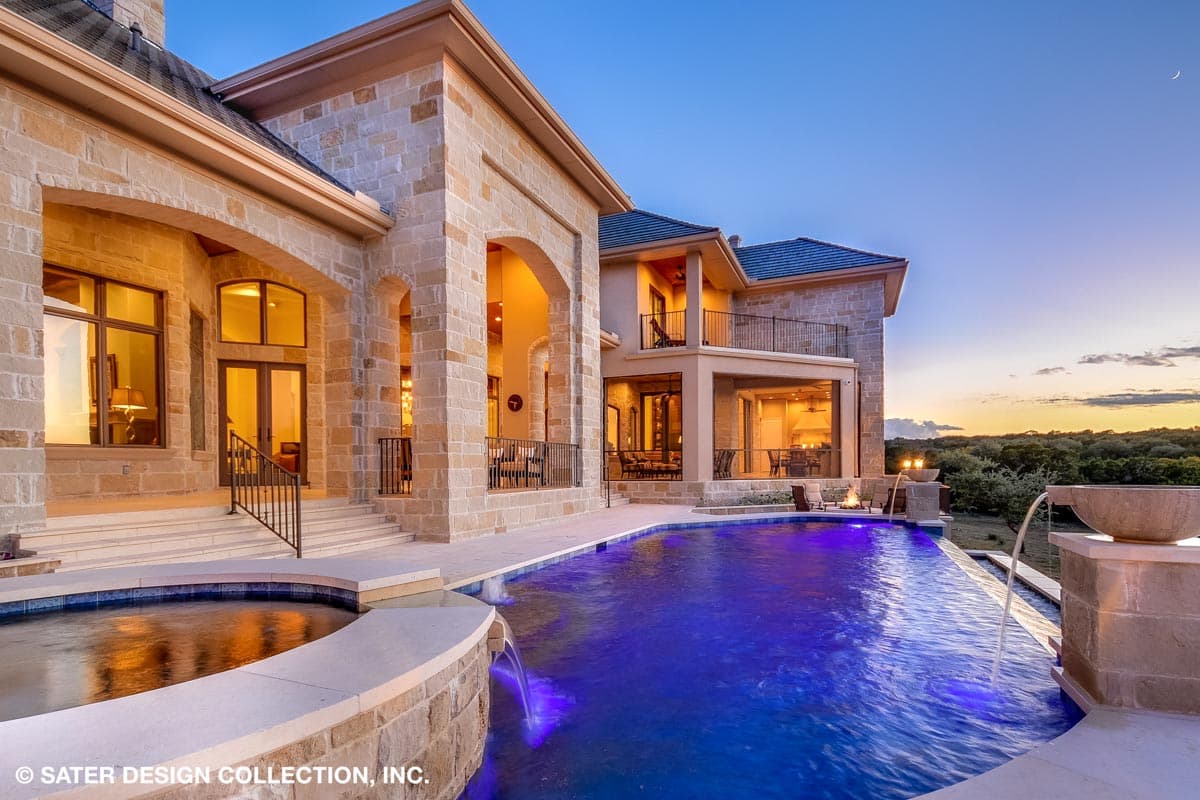 Plan 340104STR: 4-bed Luxury Home Plan with Two 2-car Garages and a Home Theater - Image #14 - European, Hill Country, Mediterranean