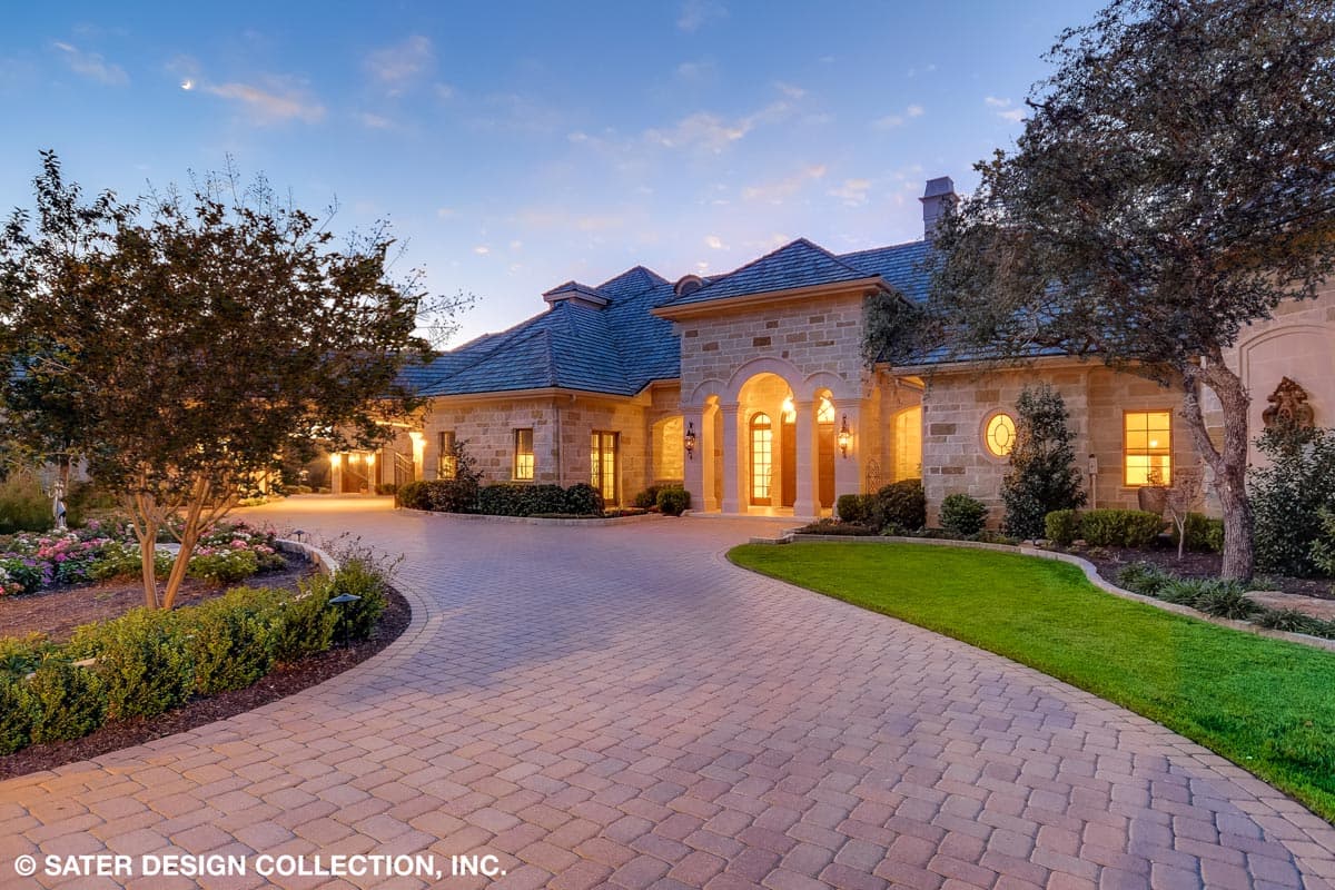 Plan 340104STR: 4-bed Luxury Home Plan with Two 2-car Garages and a Home Theater - Image #4 - European, Hill Country, Mediterranean