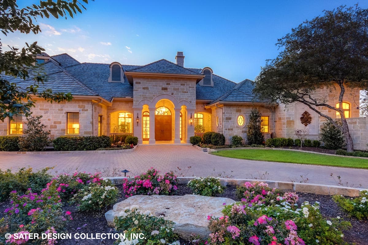 Plan 340104STR: 4-bed Luxury Home Plan with Two 2-car Garages and a Home Theater - Image #5 - European, Hill Country, Mediterranean