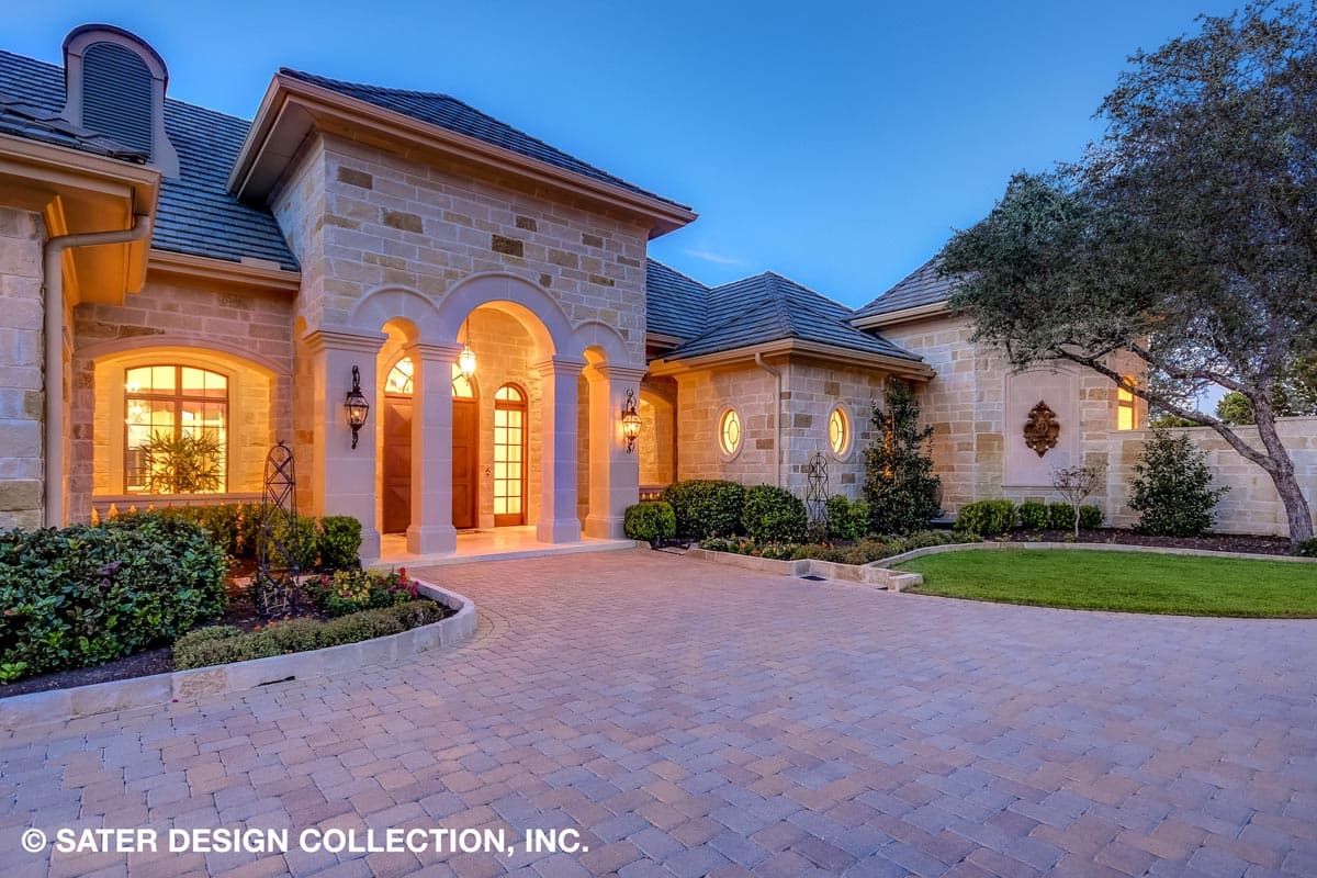 Plan 340104STR: 4-bed Luxury Home Plan with Two 2-car Garages and a Home Theater - Image #6 - European, Hill Country, Mediterranean