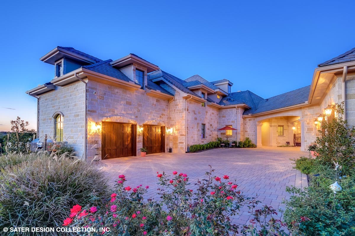 Plan 340104STR: 4-bed Luxury Home Plan with Two 2-car Garages and a Home Theater - Image #7 - European, Hill Country, Mediterranean
