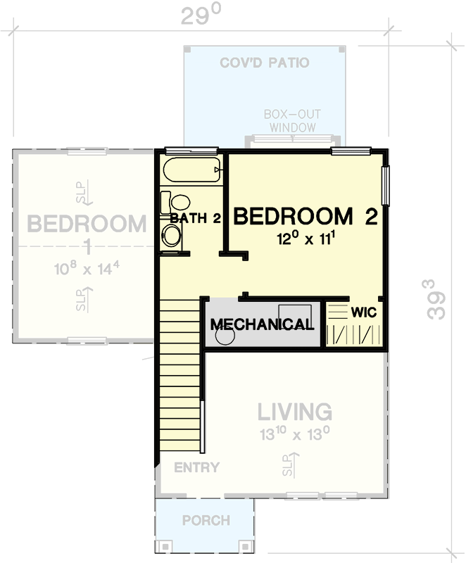 Plan 31015D: 2-Story Country Cottage Plan with Eat-in Kitchen - 883 Sq Ft - Floor Plan - 2nd Floor - Cottage, Country, Northwest