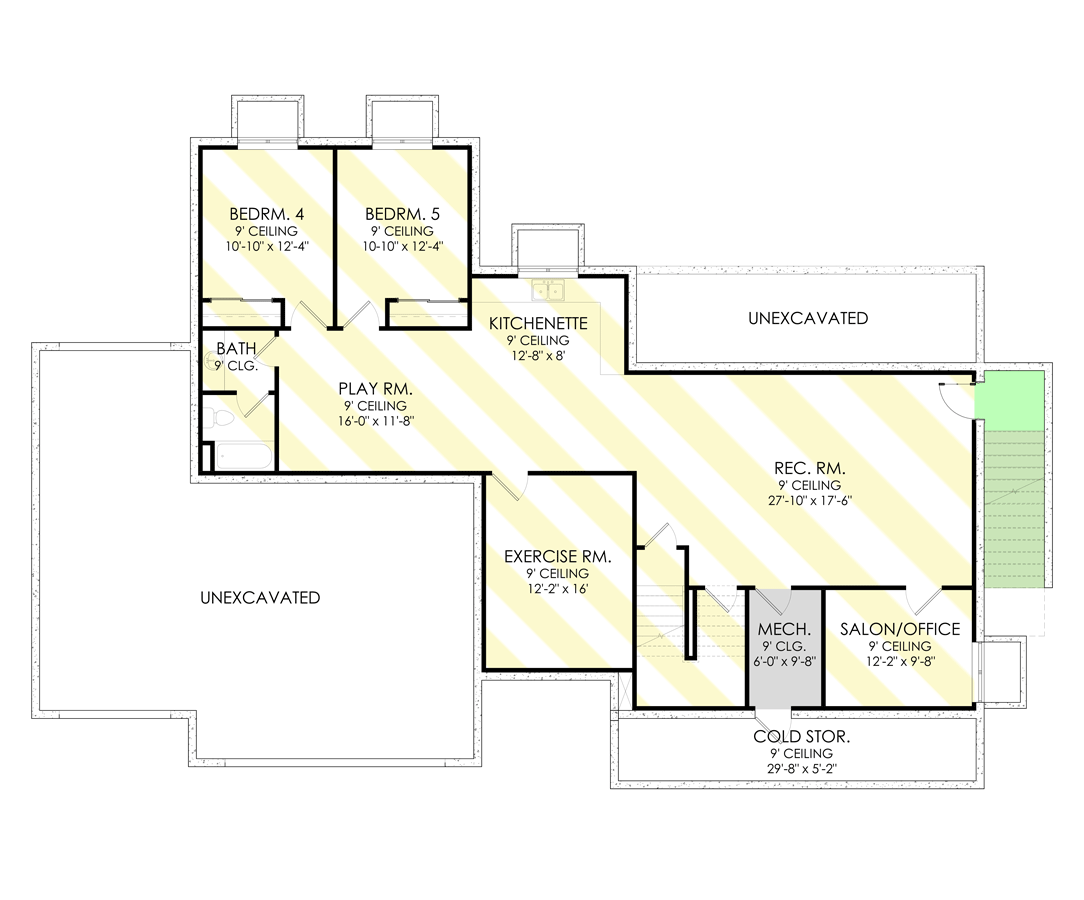 Plan 490032NAH: 3-Bedroom Farmhouse Plan with RV Garage and Optionally Finished Basement - Floor Plan - Optionally Finished Basement Foundation - Country, Farmhouse, Modern Farmhouse, New American, Ranch