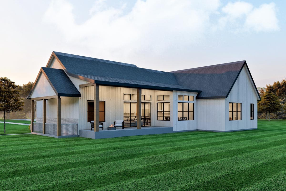 Plan 490032NAH: 3-Bedroom Farmhouse Plan with RV Garage and Optionally Finished Basement - Image #4 - Country, Farmhouse, Modern Farmhouse, New American, Ranch