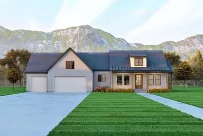 3-Bedroom Farmhouse Plan with RV Garage and Optionally Finished Basement