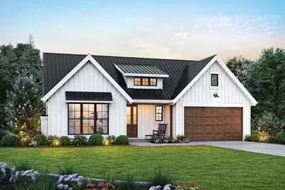 Single Story Modern Farmhouse Plan with 3-Bedrooms Under 2000 Sq.Ft.