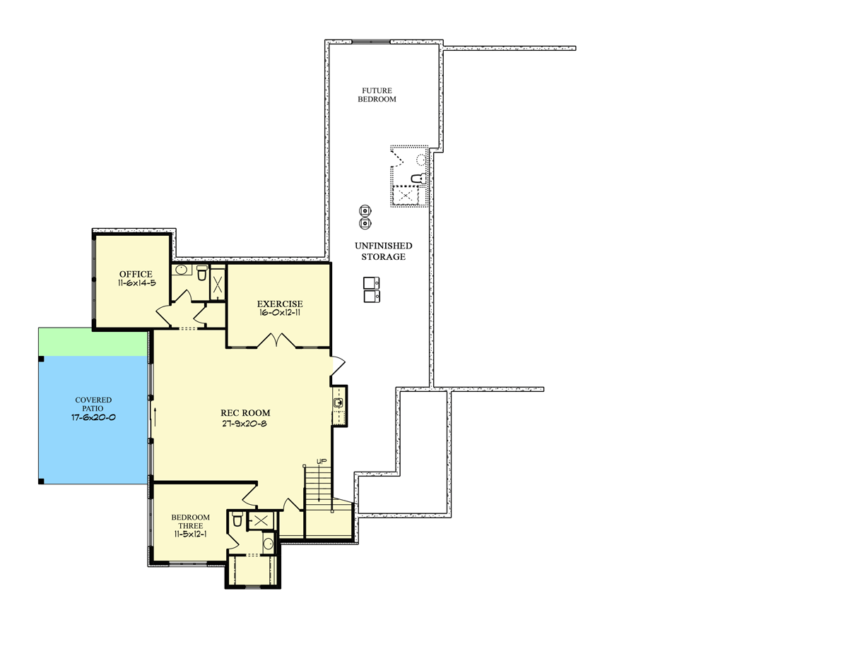 Plan 95171RW: Contemporary Ranch for Side-sloping Lot - Floor Plan - Lower Level - Contemporary, Modern, Mountain, Northwest, Ranch