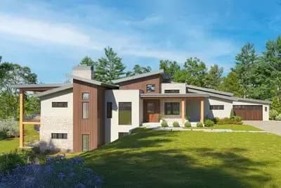 Contemporary Ranch for Side-sloping Lot