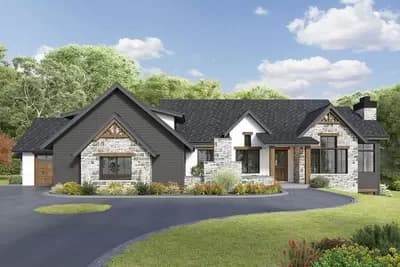 Luxurious New American-style Craftsman House Plan with Finished Lower Level