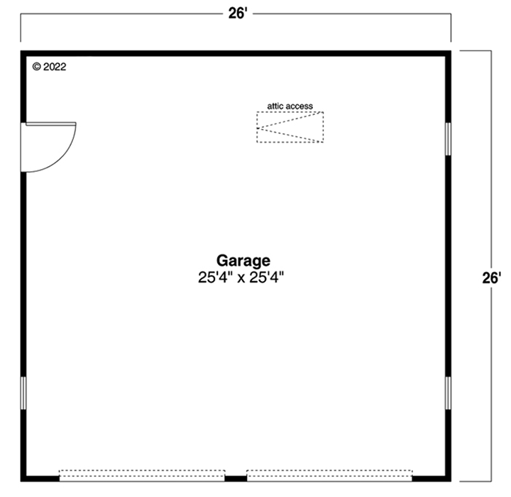 Plan 72342DA: 2-Car Craftsman-style Garage Plan with Matching 10' by 8' Garage Doors - Floor Plan - Main Level - Country, Craftsman, Traditional