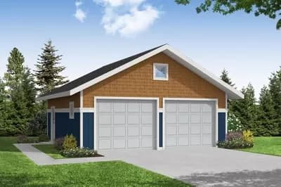 2-Car Craftsman-style Garage Plan with Matching 10' by 8' Garage Doors