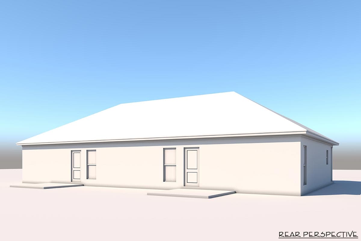 Plan 51914HZ: Modest Country Duplex House Plan With Matching 2-Bed and 2-Bath Units Under 1000 Sq Ft - Image #5 - Country, Hill Country, Ranch, Southern, Traditional