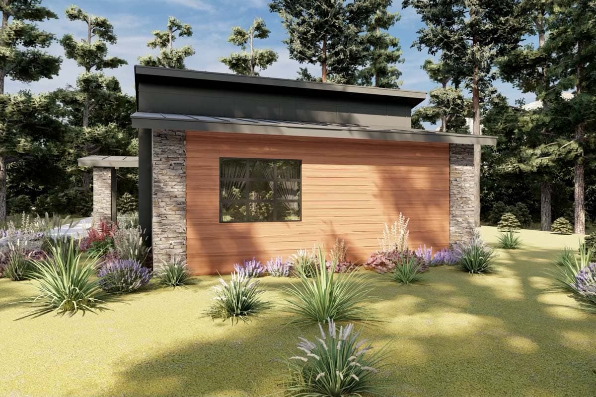 Plan 420021WNT: 2-Bed Modern Contemporary Home Plan with Stone and Wood Exterior - Image #7 - Contemporary, Mid Century Modern, Modern, Mountain, Northwest, Ranch, Rustic