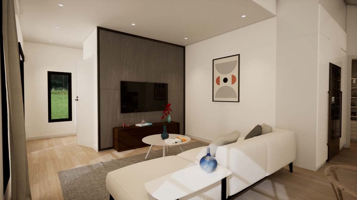 Plan 420021WNT: 2-Bed Modern Contemporary Home Plan with Stone and Wood Exterior - Image #13 - Contemporary, Mid Century Modern, Modern, Mountain, Northwest, Ranch, Rustic