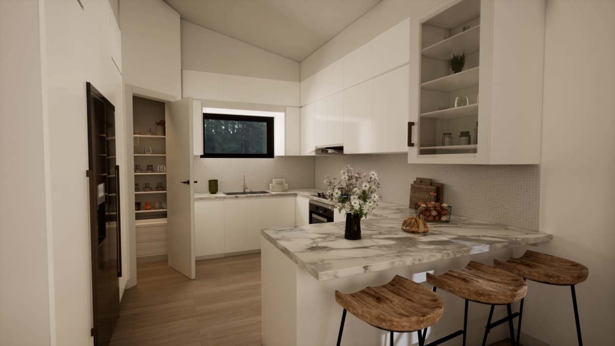 Plan 420021WNT: 2-Bed Modern Contemporary Home Plan with Stone and Wood Exterior - Image #16 - Contemporary, Mid Century Modern, Modern, Mountain, Northwest, Ranch, Rustic