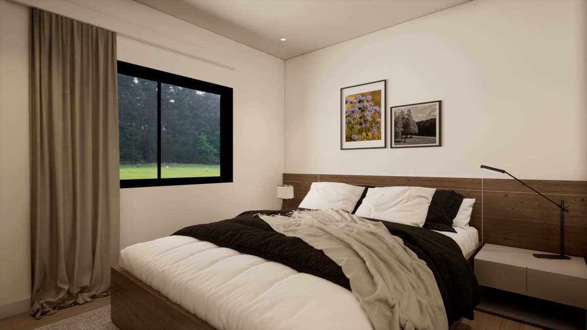 Plan 420021WNT: 2-Bed Modern Contemporary Home Plan with Stone and Wood Exterior - Image #20 - Contemporary, Mid Century Modern, Modern, Mountain, Northwest, Ranch, Rustic