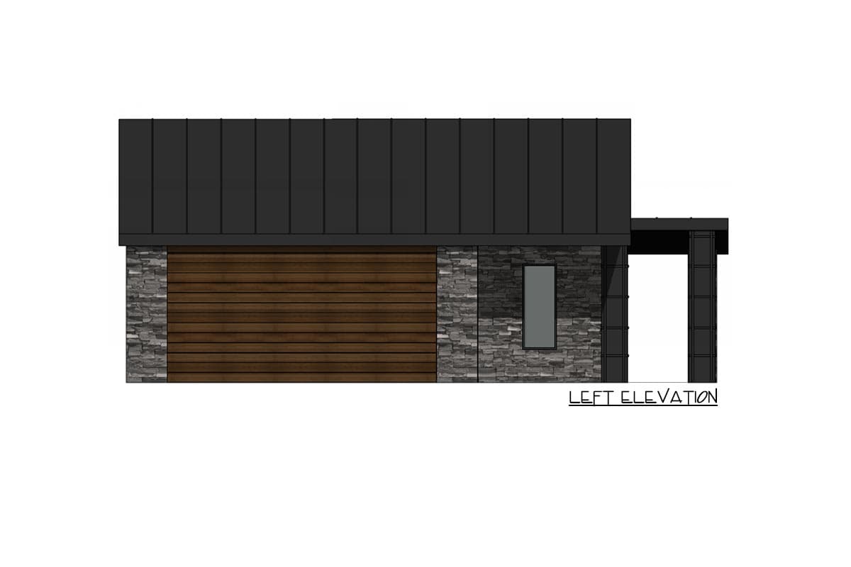 Plan 420021WNT: 2-Bed Modern Contemporary Home Plan with Stone and Wood Exterior - Image #25 - Contemporary, Mid Century Modern, Modern, Mountain, Northwest, Ranch, Rustic