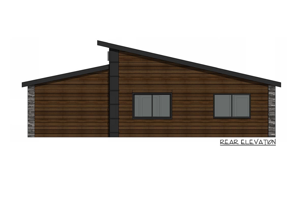 Plan 420021WNT: 2-Bed Modern Contemporary Home Plan with Stone and Wood Exterior - Image #26 - Contemporary, Mid Century Modern, Modern, Mountain, Northwest, Ranch, Rustic