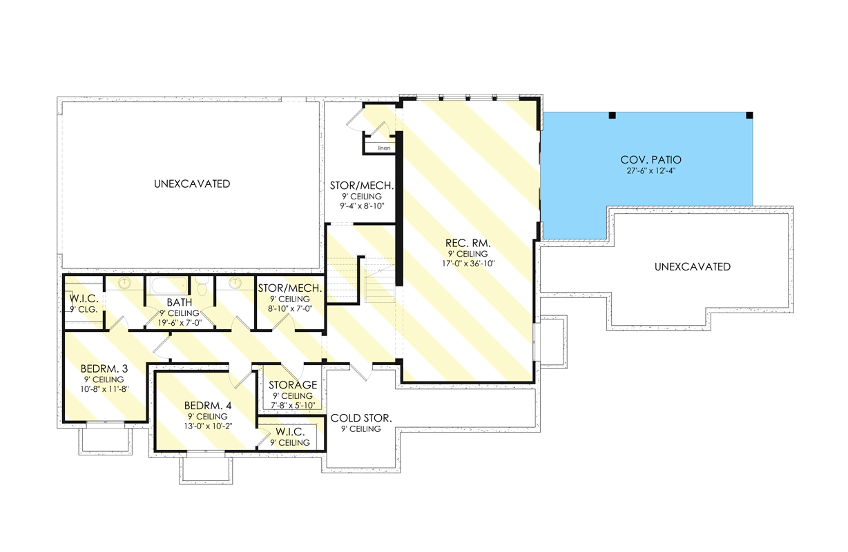 Plan 490034NAH: Sprawling Modern Farmhouse Plan with Optionally Finished Lower Level - Floor Plan - Optional Walkout Foundation (+$395) - Country, Craftsman, Hill Country, Modern Farmhouse, New American, Ranch