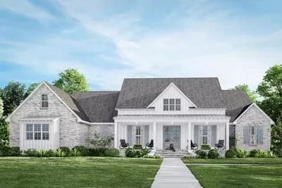 5-Bed Acadian Home Plan with Split-Bed Layout and Bonus Level