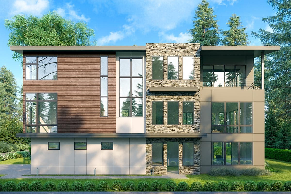 Plan 666171RAF: 3-Story Modern House Plan with Prep Kitchen and Bedrooms on Every Floor - Image #4 - Contemporary, Modern, Northwest