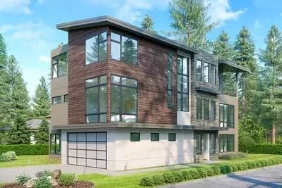 3-Story Modern House Plan with Prep Kitchen and Bedrooms on Every Floor