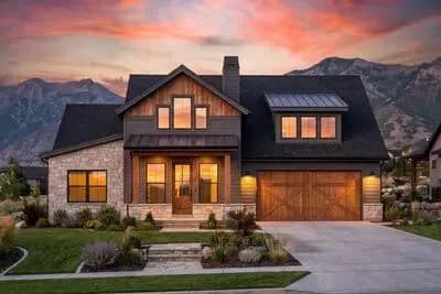 Rustic Farmhouse Plan with Split-bed Layout