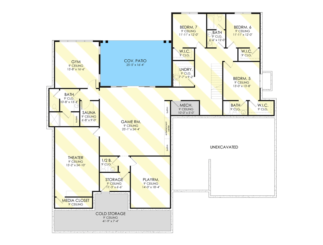 Plan 490035NAH: 4-bed Farmhouse-style House Plan with Home Office and Split Bed Layout - Floor Plan - Optional Walkout Foundation - Country, Farmhouse, Hill Country, Modern Farmhouse, New American, Ranch, Traditional