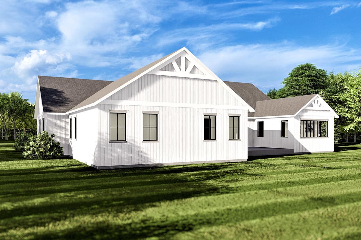 Plan 490035NAH: 4-bed Farmhouse-style House Plan with Home Office and Split Bed Layout - Image #5 - Country, Farmhouse, Hill Country, Modern Farmhouse, New American, Ranch, Traditional