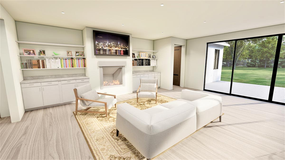 Plan 490035NAH: 4-bed Farmhouse-style House Plan with Home Office and Split Bed Layout - Image #7 - Country, Farmhouse, Hill Country, Modern Farmhouse, New American, Ranch, Traditional