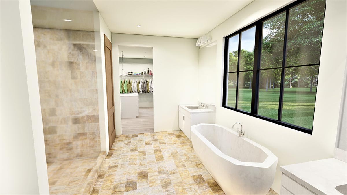 Plan 490035NAH: 4-bed Farmhouse-style House Plan with Home Office and Split Bed Layout - Image #10 - Country, Farmhouse, Hill Country, Modern Farmhouse, New American, Ranch, Traditional