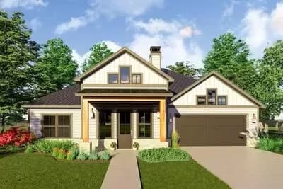 1815 Square Foot One-story House Plan with 2-Car Garage