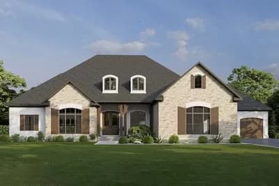 French Country Home Plan with 3 Beds and a Home Office - 2739 Sq Ft