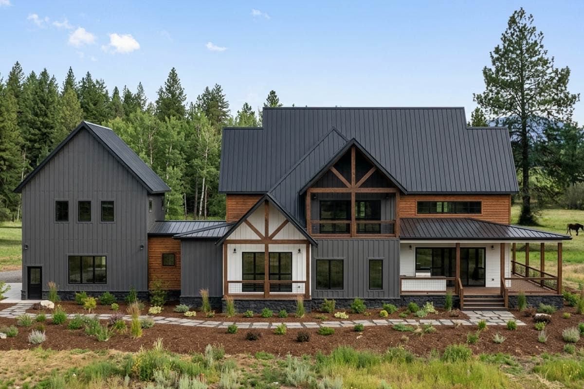 Plan 46466LA: 5-Bed Modern Farmhouse Plan with Wraparound Porch and Optional Man Cave - 4676 Sq Ft - Image #3 - Country, Craftsman, Farmhouse, Modern Farmhouse, New American, Traditional